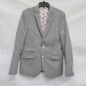 Paisley & Grey Skinny Fit Black White Red Checked Suit Coat Jacket Size 40R